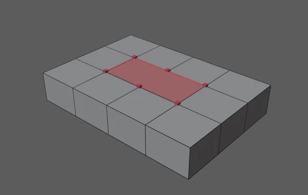 A panel in the Maya viewport with a six-sided face highlighted in red